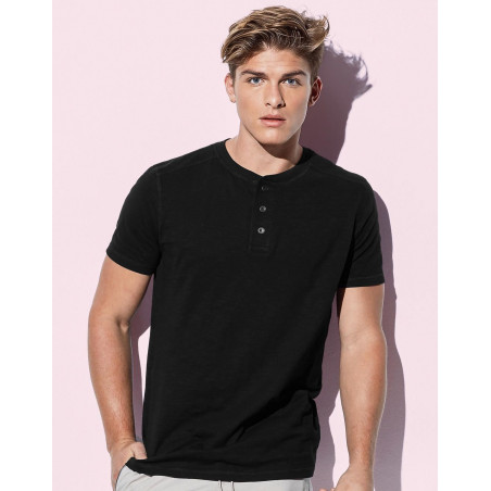 T-shirt homme col 3 boutons